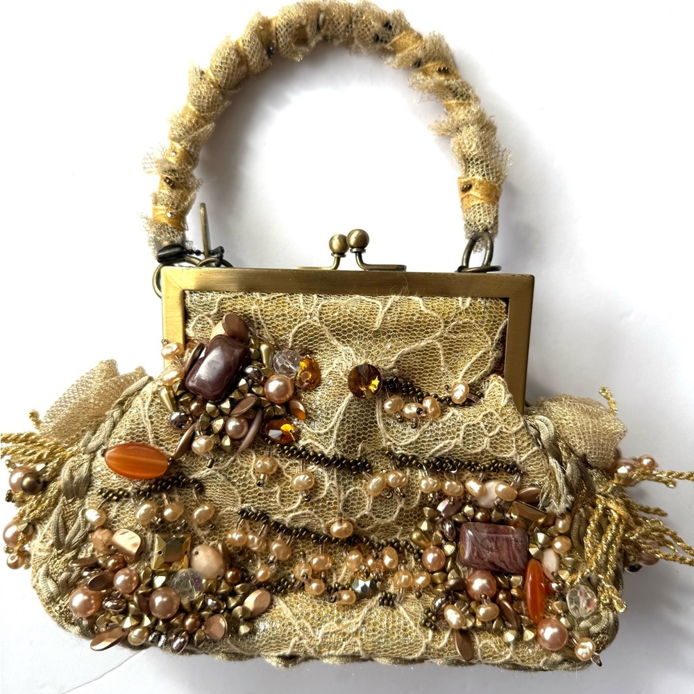Mary Frances Gold Beaded Clutch